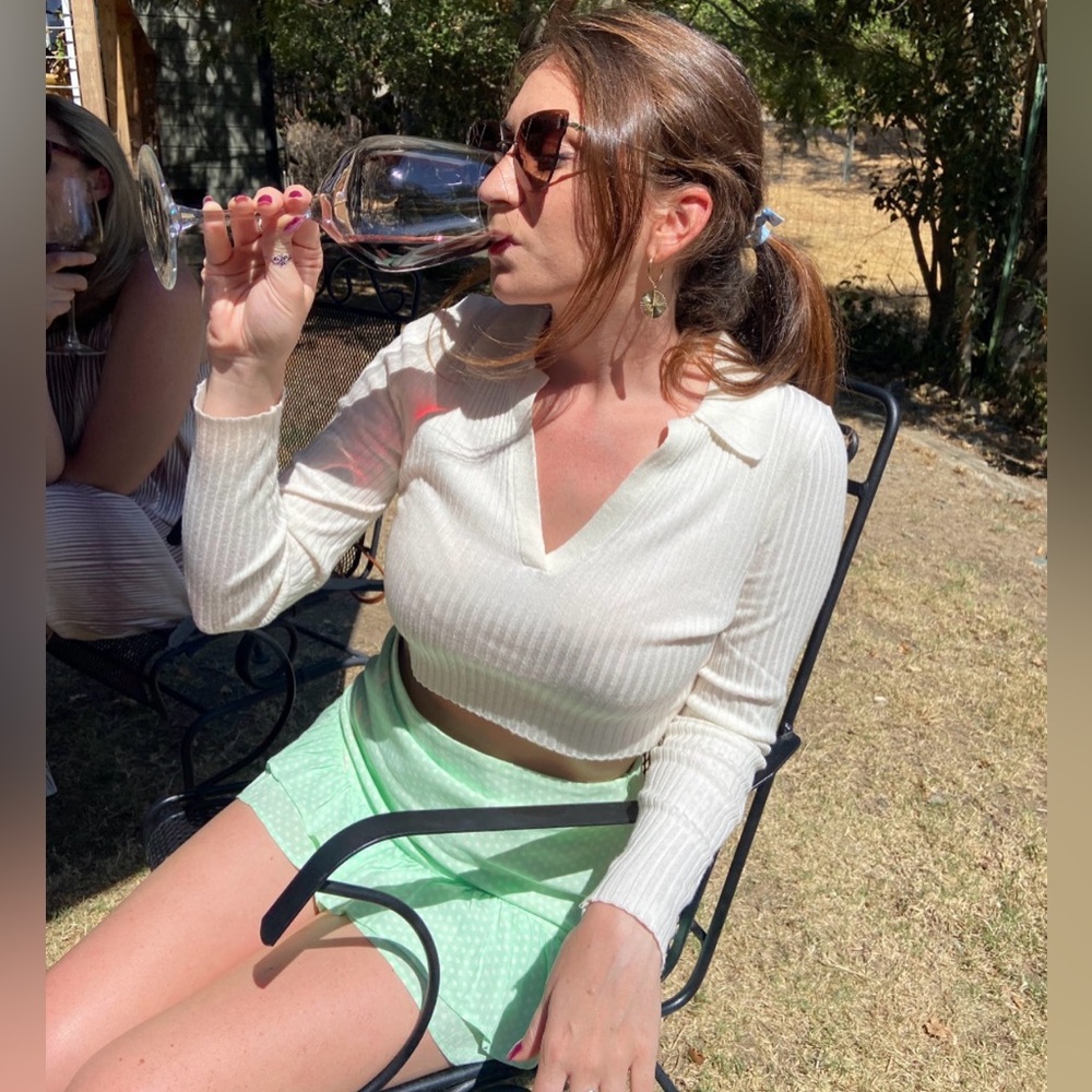 Zara Mint Polka Dot Skirt